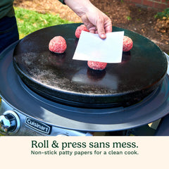 Cuisinart stack of 100 patty papers ready for mess-free prep and easy stacking