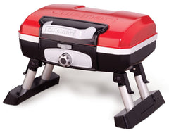 Cuisinart Petite Gourmet front view showing compact red grill and cooking surface for easy transport