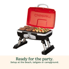 Close-up of porcelain-enameled grate on Cuisinart Petite Gourmet showing easy-release surface