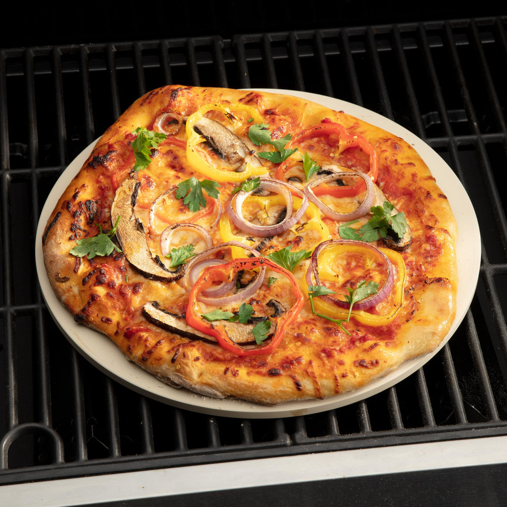 Cuisinart pizza stone close-up of cordierite texture demonstrating heat retention for crisp crust