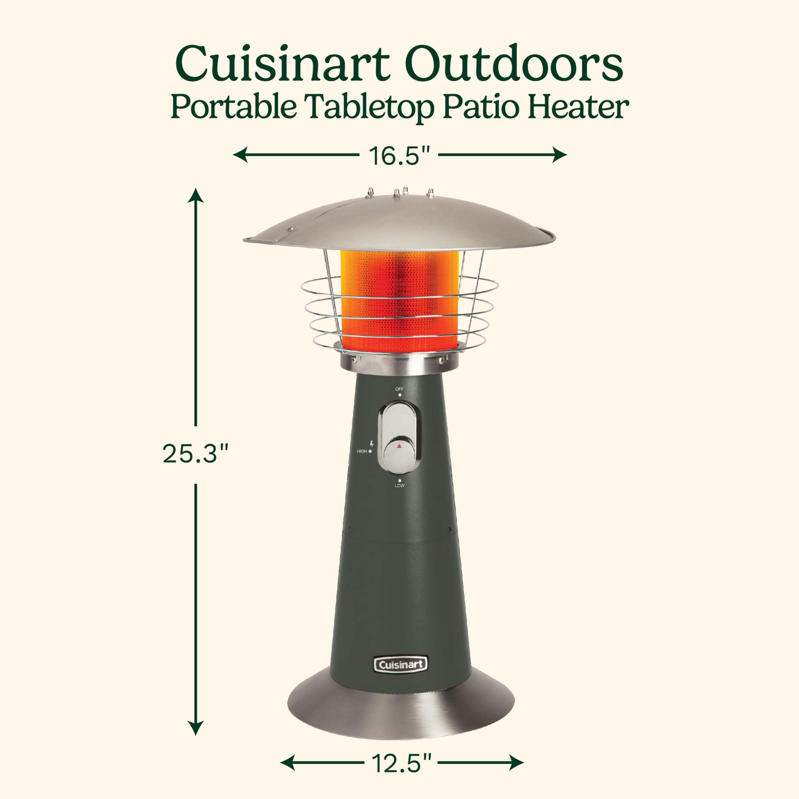 Cuisinart reflector top closeup illustrating even heat distribution advantage