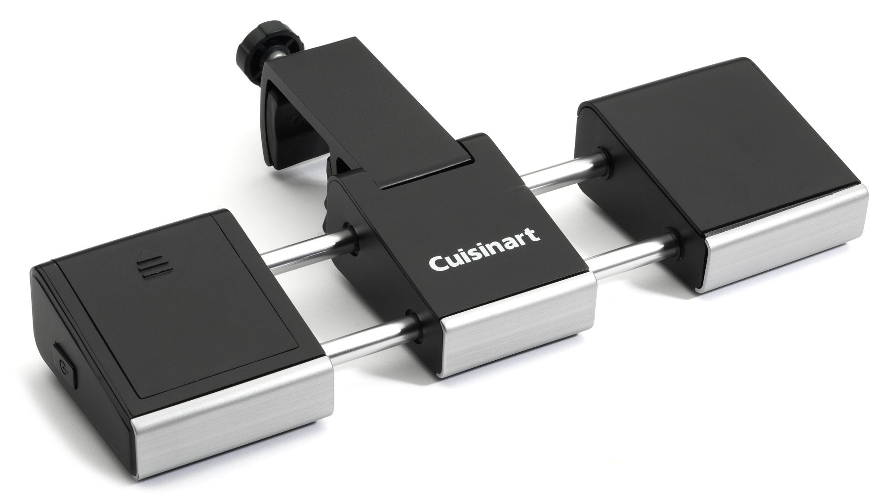 Cuisinart side profile with extending wings spread to widen grill surface lighting