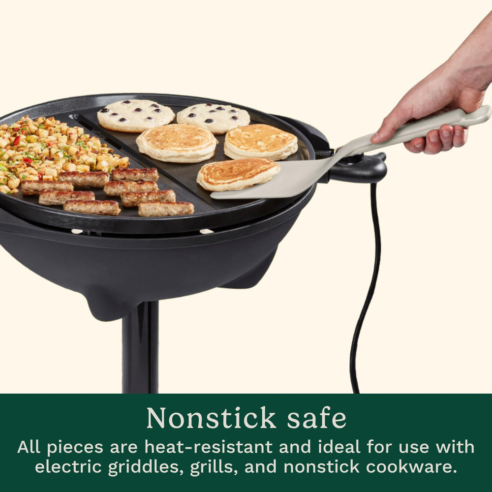 Cuisinart silicone egg rings on griddle forming uniform round eggs quickly