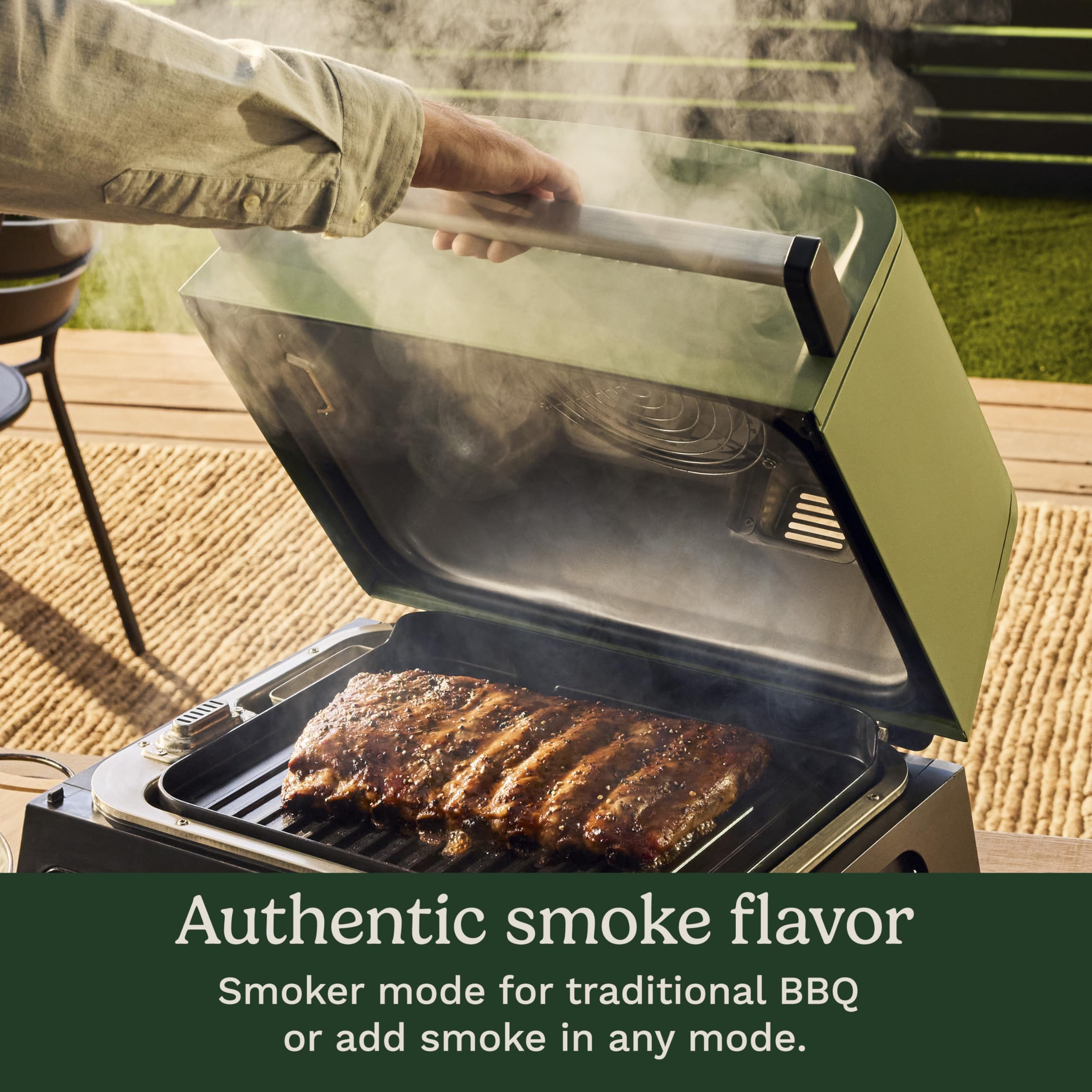 Cuisinart close-up of smoke drawer with wood pellets showing authentic smoke flavor