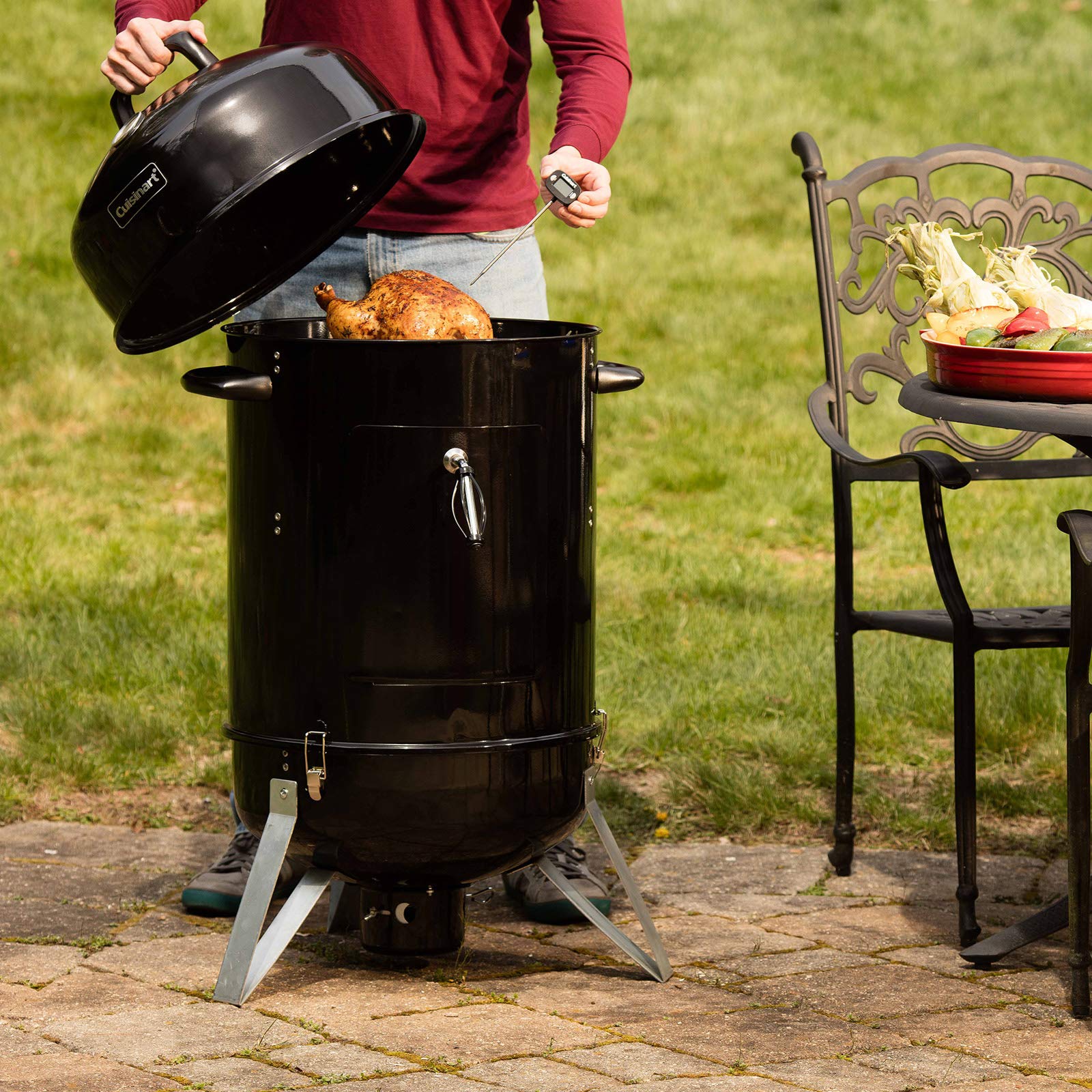 Cuisinart smoker in use with brisket producing consistent smoky flavor