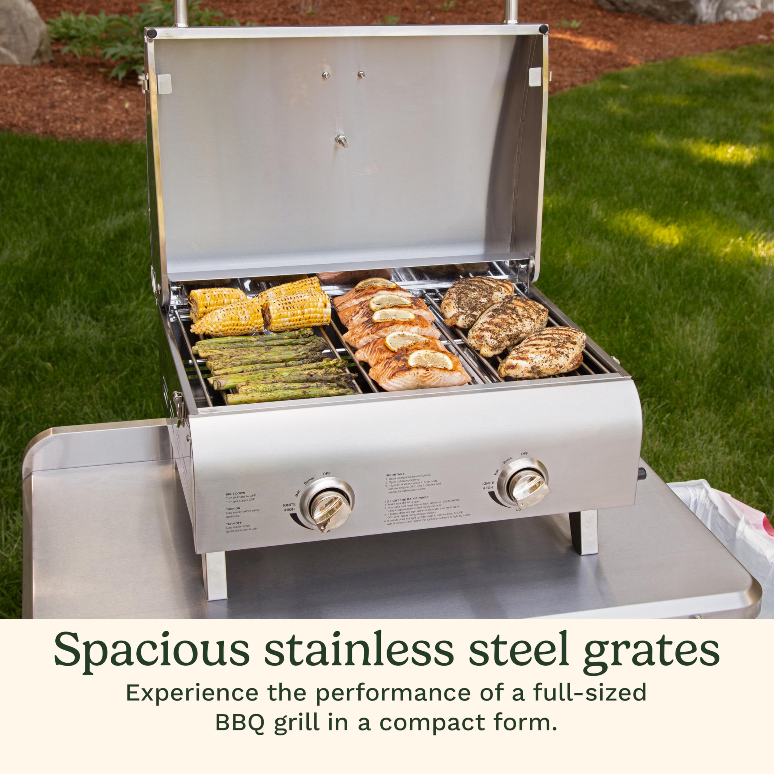 Cuisinart close-up of stainless-steel grates for even heat distribution