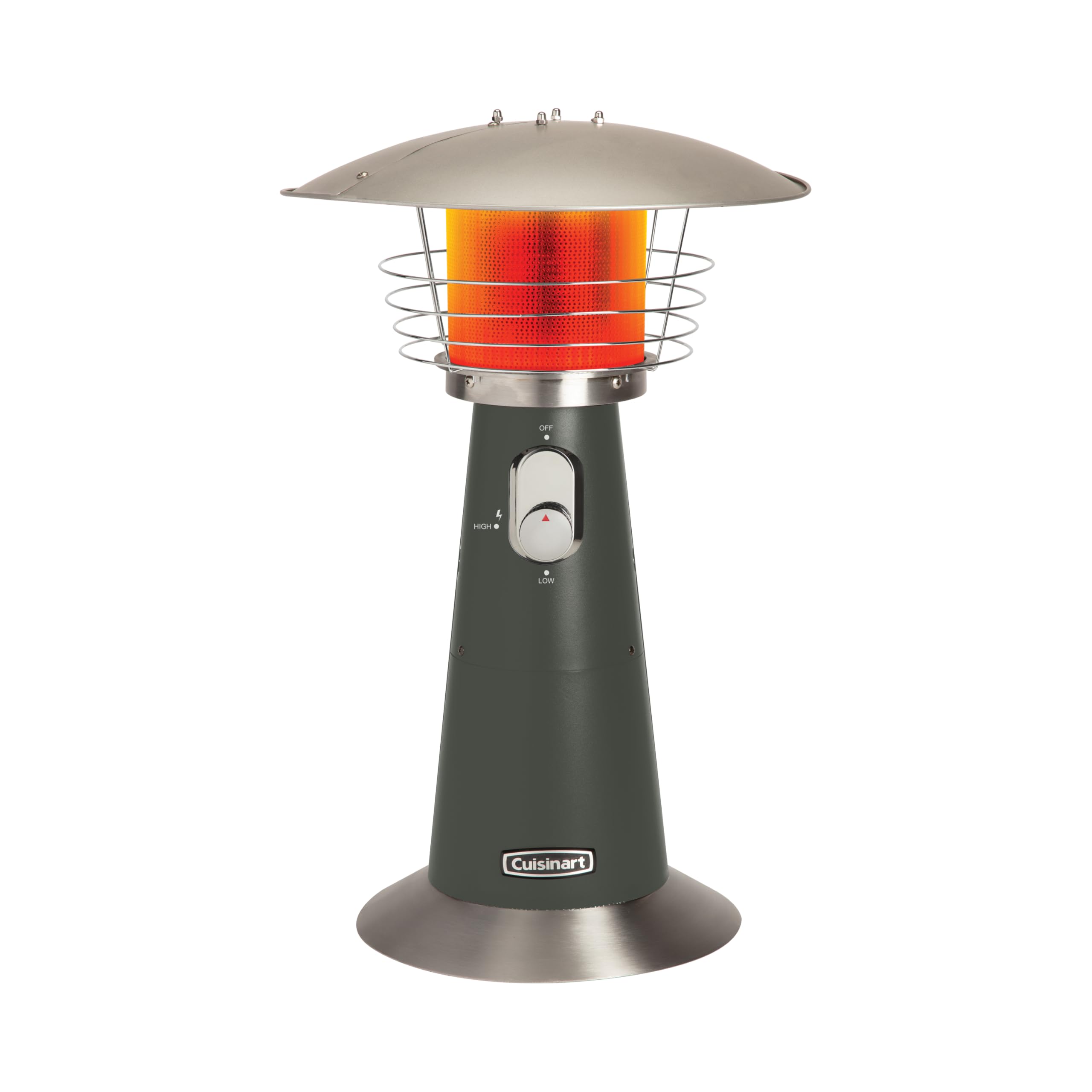 Cuisinart tabletop heater front view showing sleek design and portability benefit