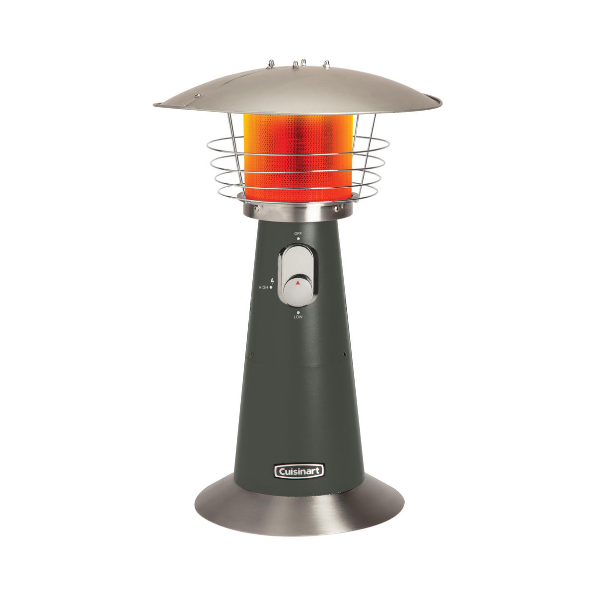 Cuisinart tabletop heater front view showing sleek design and portability benefit
