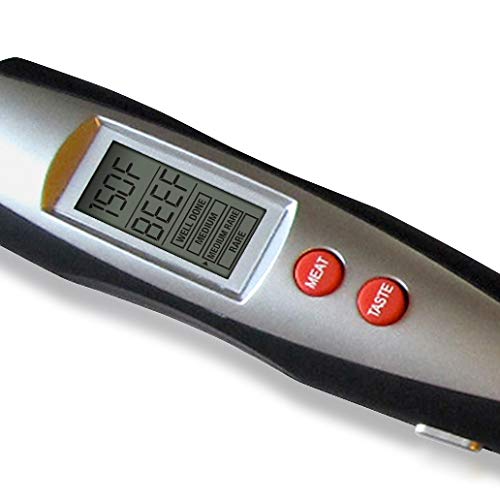 Cuisinart close-up of stainless steel tines and LCD display for precise readings