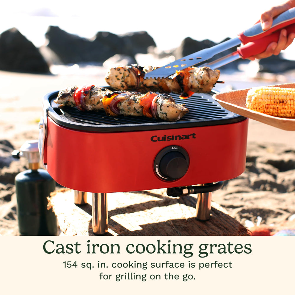 Cuisinart Venture rubberized handle and folded legs for comfortable carrying ease