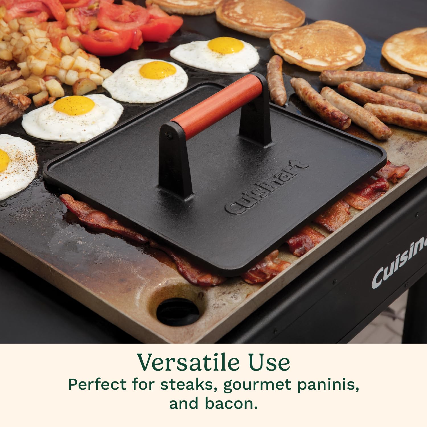 Cuisinart XL pressing multiple smash burgers for faster cooking and better crust