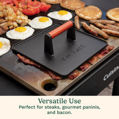 Cuisinart XL pressing multiple smash burgers for faster cooking and better crust