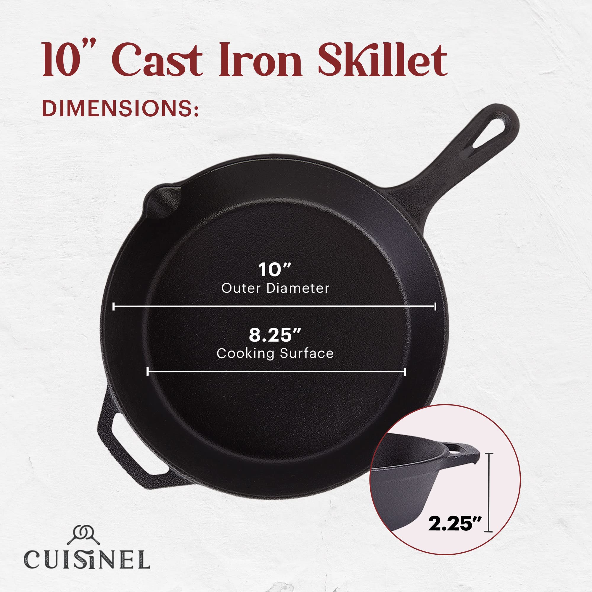 Cuisinel 7-inch grill press top view for even searing and faster cooking