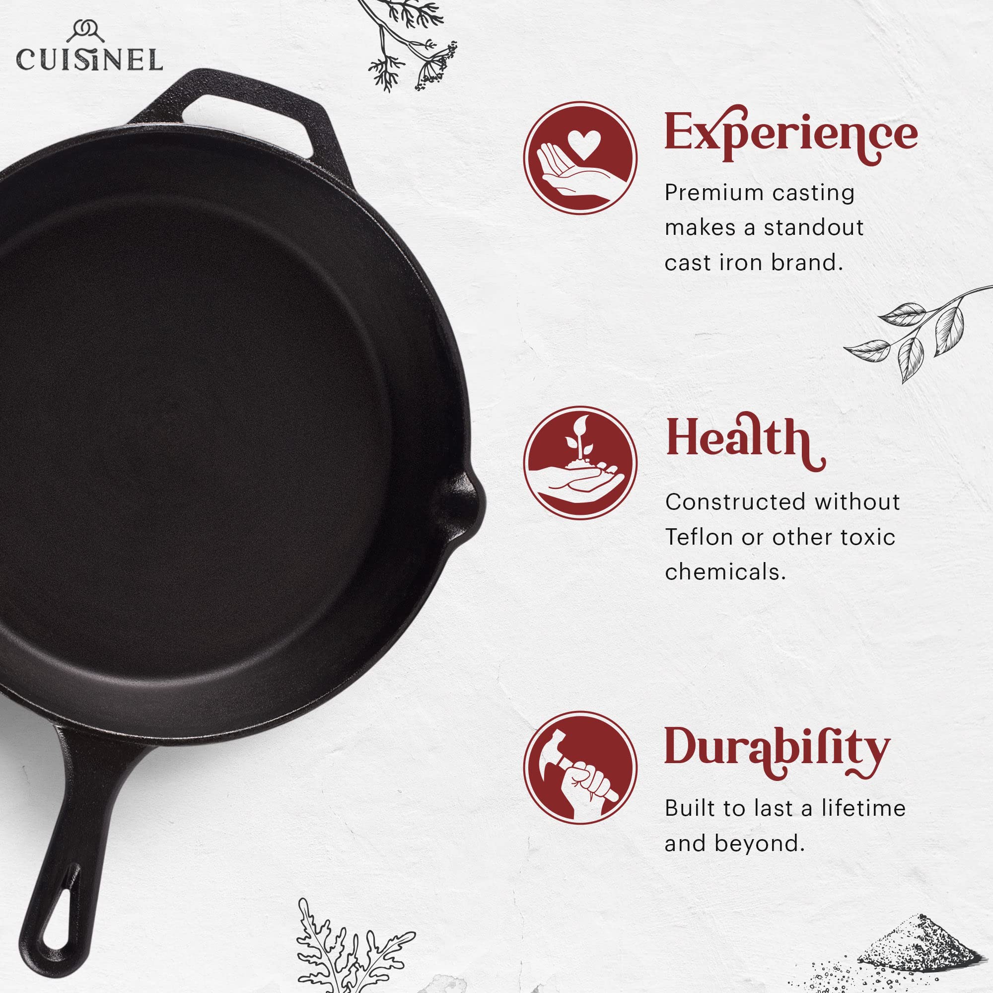Cuisinel metal scraper cleaning skillet interior protecting seasoning for easy maintenance