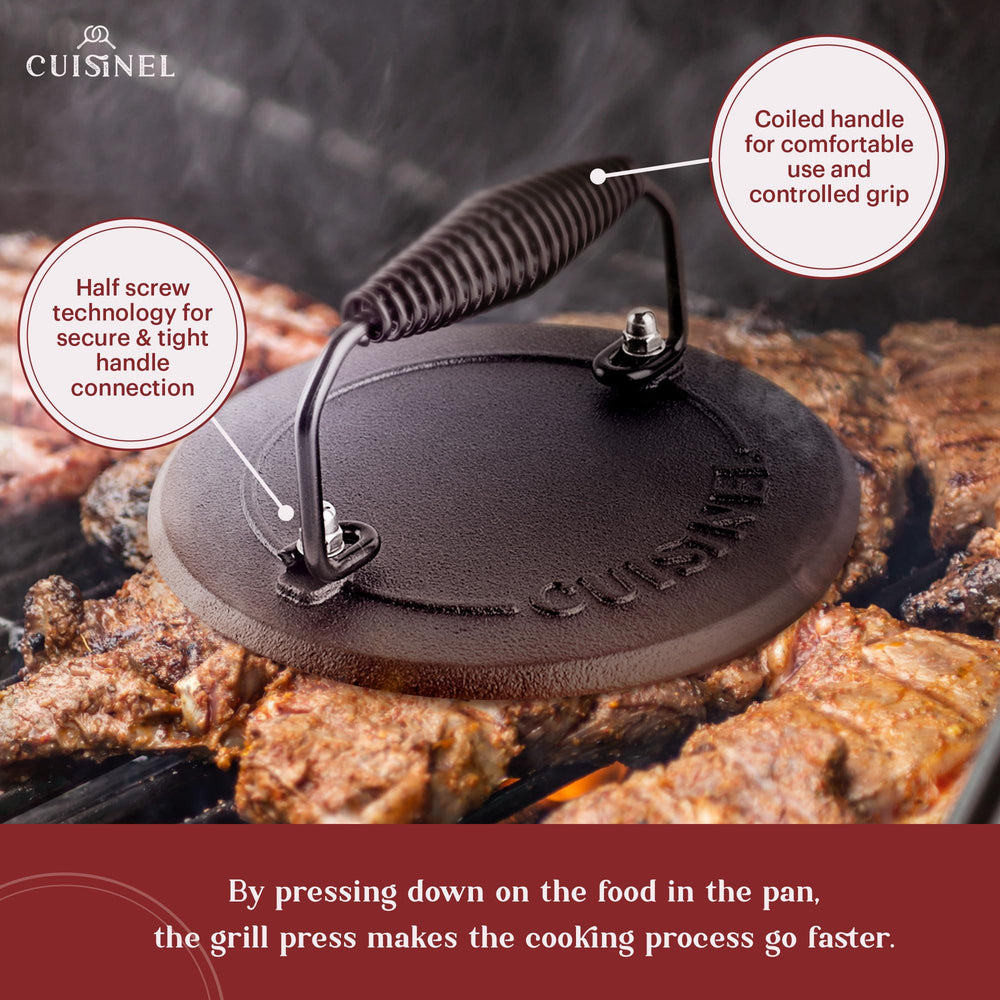 Cuisinel skillet on an induction cooktop demonstrating compatibility and steady cooking performance