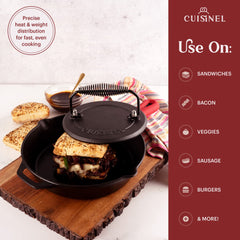 Cuisinel skillet with silicone handle grip providing safer, non-slip handling