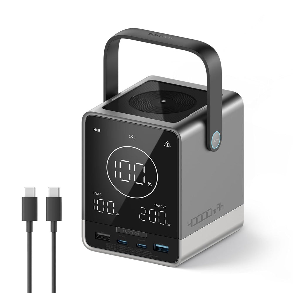 CUKTECH front view showing compact power station and ports for versatile charging