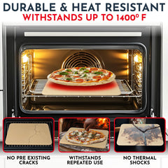 Culinary Couture pizza stone on grill demonstrating high-heat baking performance