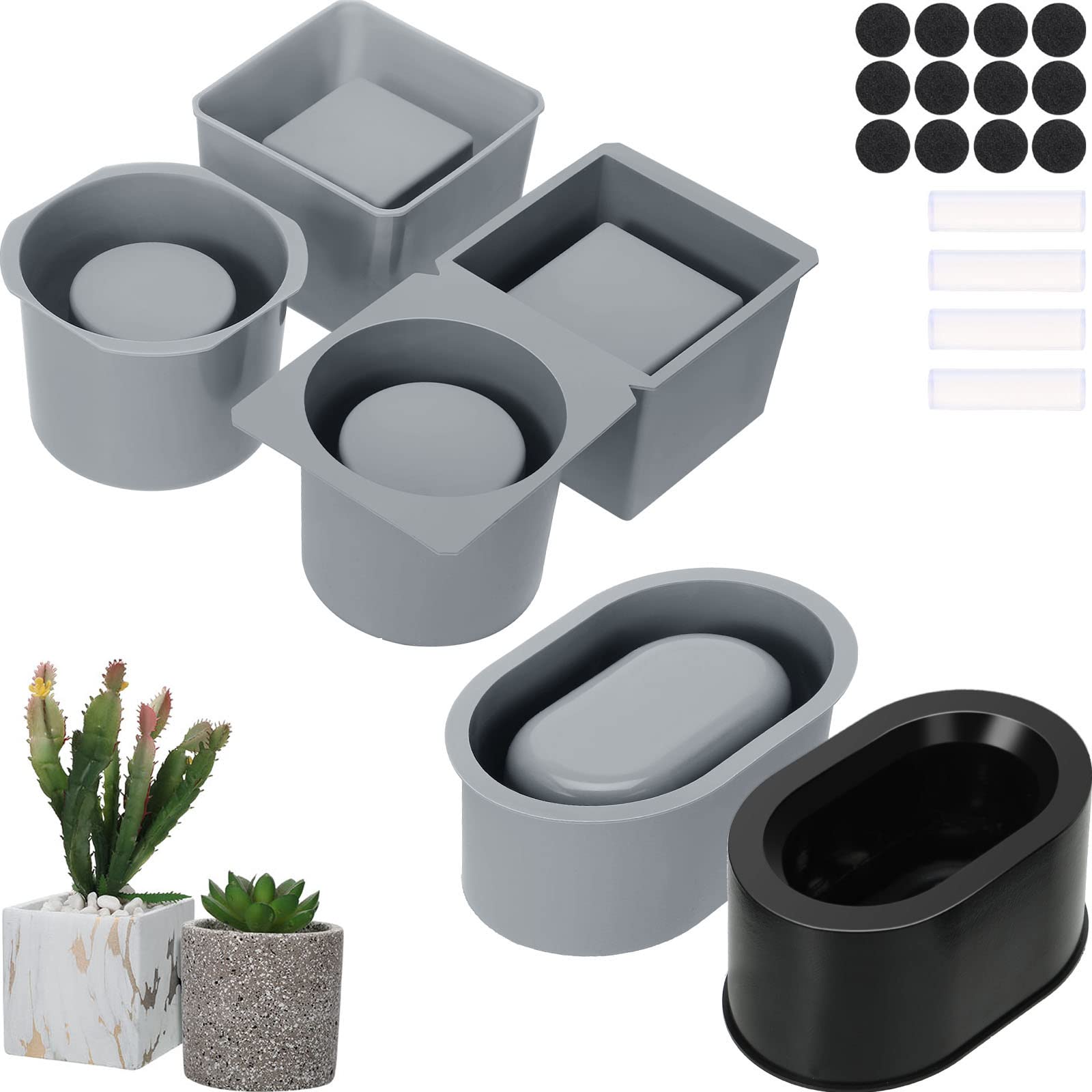 Cunhill front view of three-planter mold pack showing shape variety and compact kit