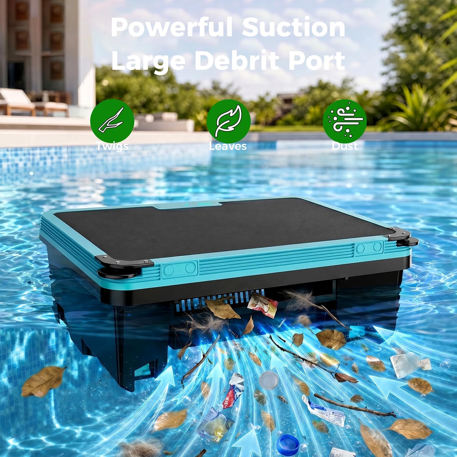 Curalk operating submerged in pool demonstrating cordless continuous cleaning benefit