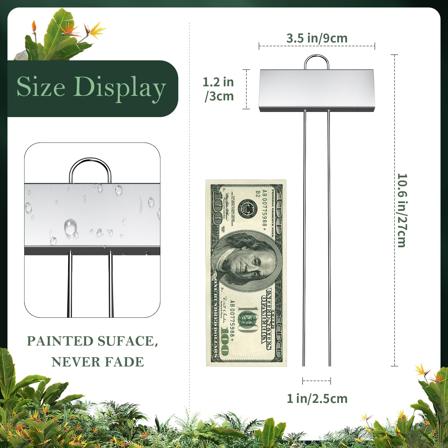 cureder marker in pot for scale showing stake length and stability benefit