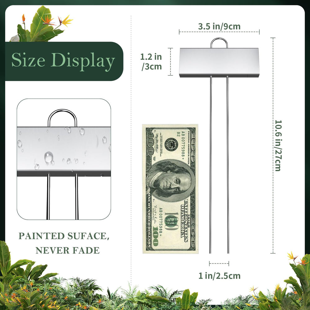 cureder marker in pot for scale showing stake length and stability benefit