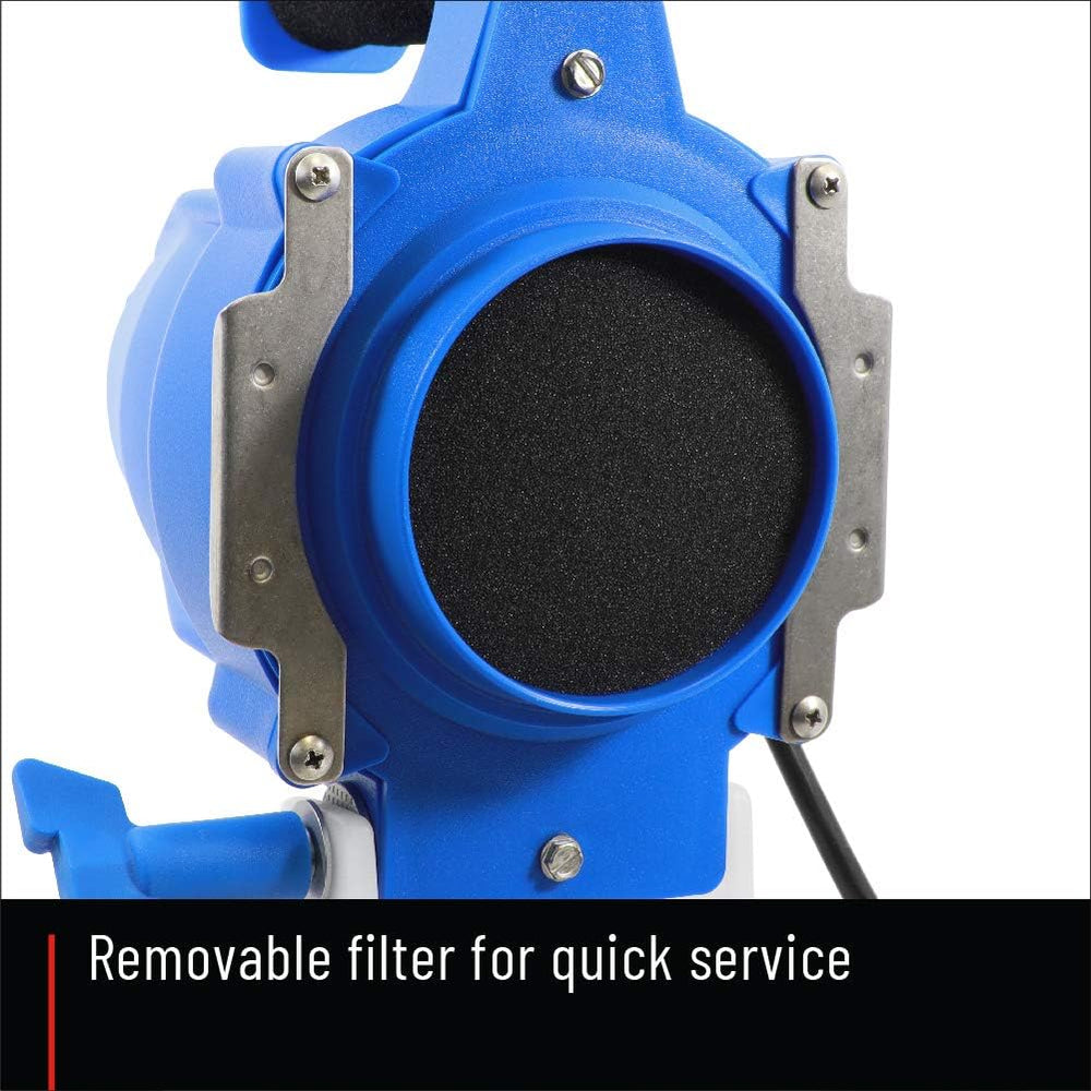 Curtis Dyna-Fog controls and label close-up showing chemical-resistant parts and easy adjustments