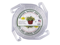 Curtis Wagner clear drip pan under hanging basket prevents spills and protects surfaces