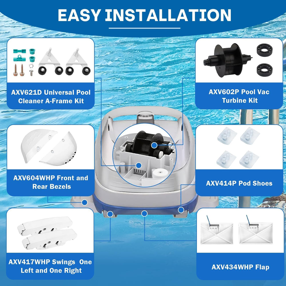 Cusvivid replacement kit installed in pool cleaner restoring movement and suction