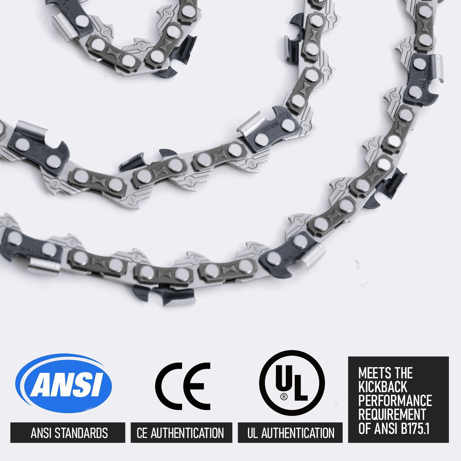 Cutwin box opened with three chains ready for field use