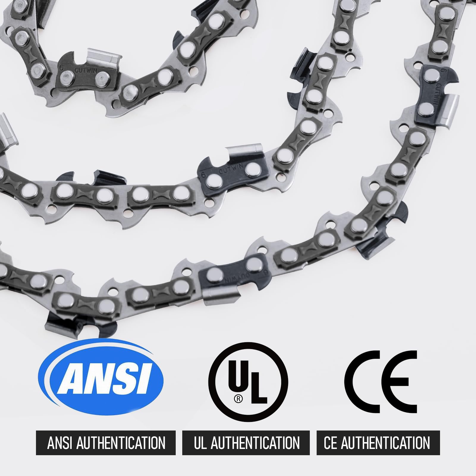 Cutwin chain stamped alloy specification highlighting durable German steel