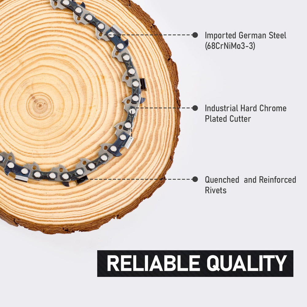 Cutwin chain next to ruler showing 14-inch scale for correct sizing