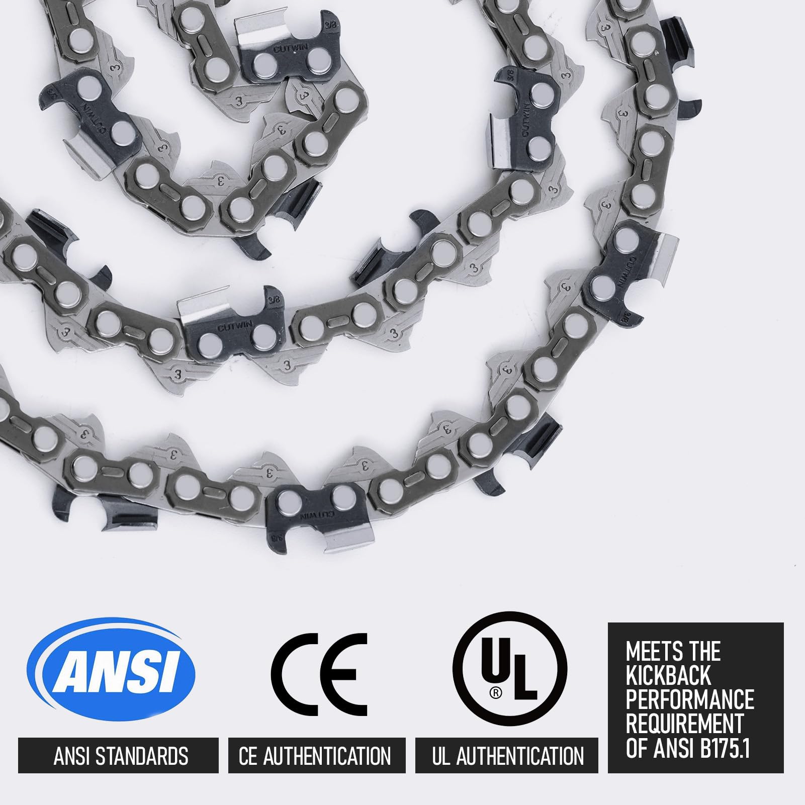 Cutwin three chains held in hand, shows pack size and value