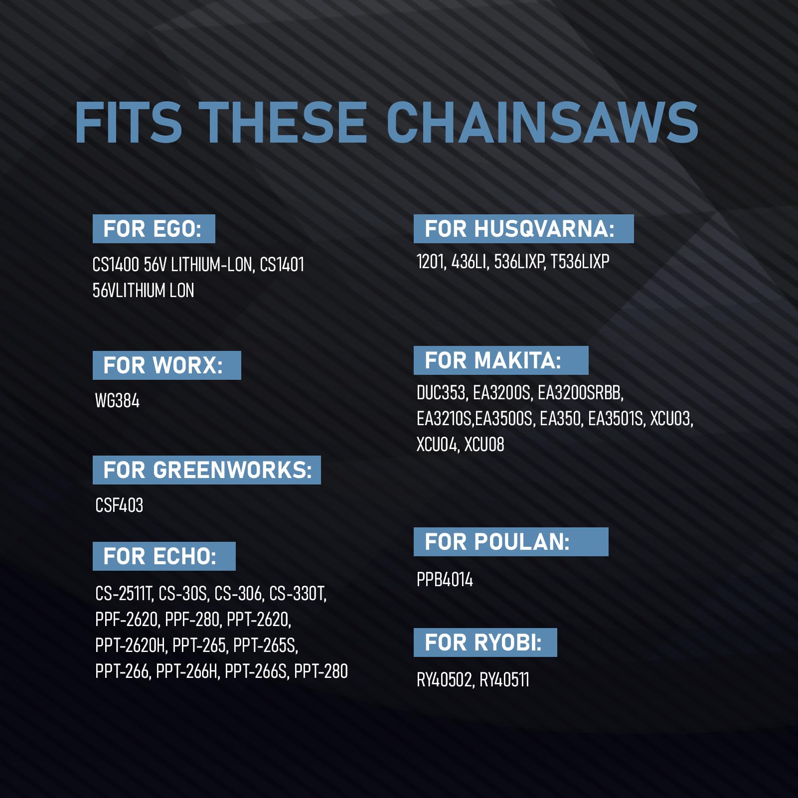 Cutwin three-pack of chains unboxed for immediate replacement readiness