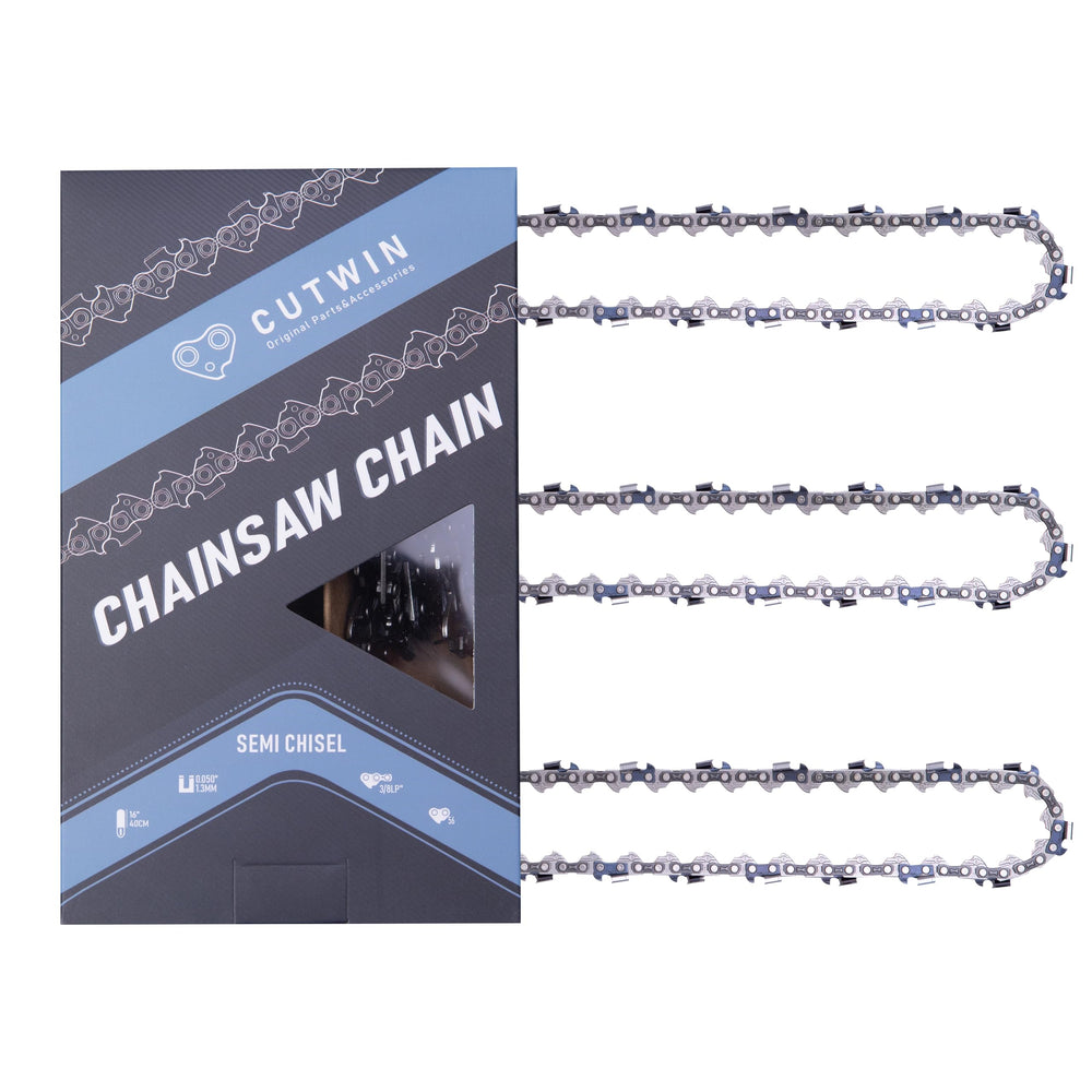 Cutwin front packaging showing 16-inch chain and compatibility benefits