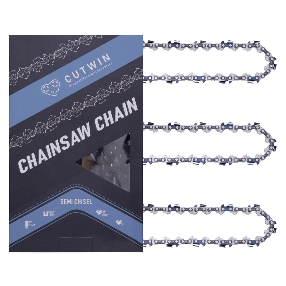 Cutwin front packaging showing three replacement chains and compatibility