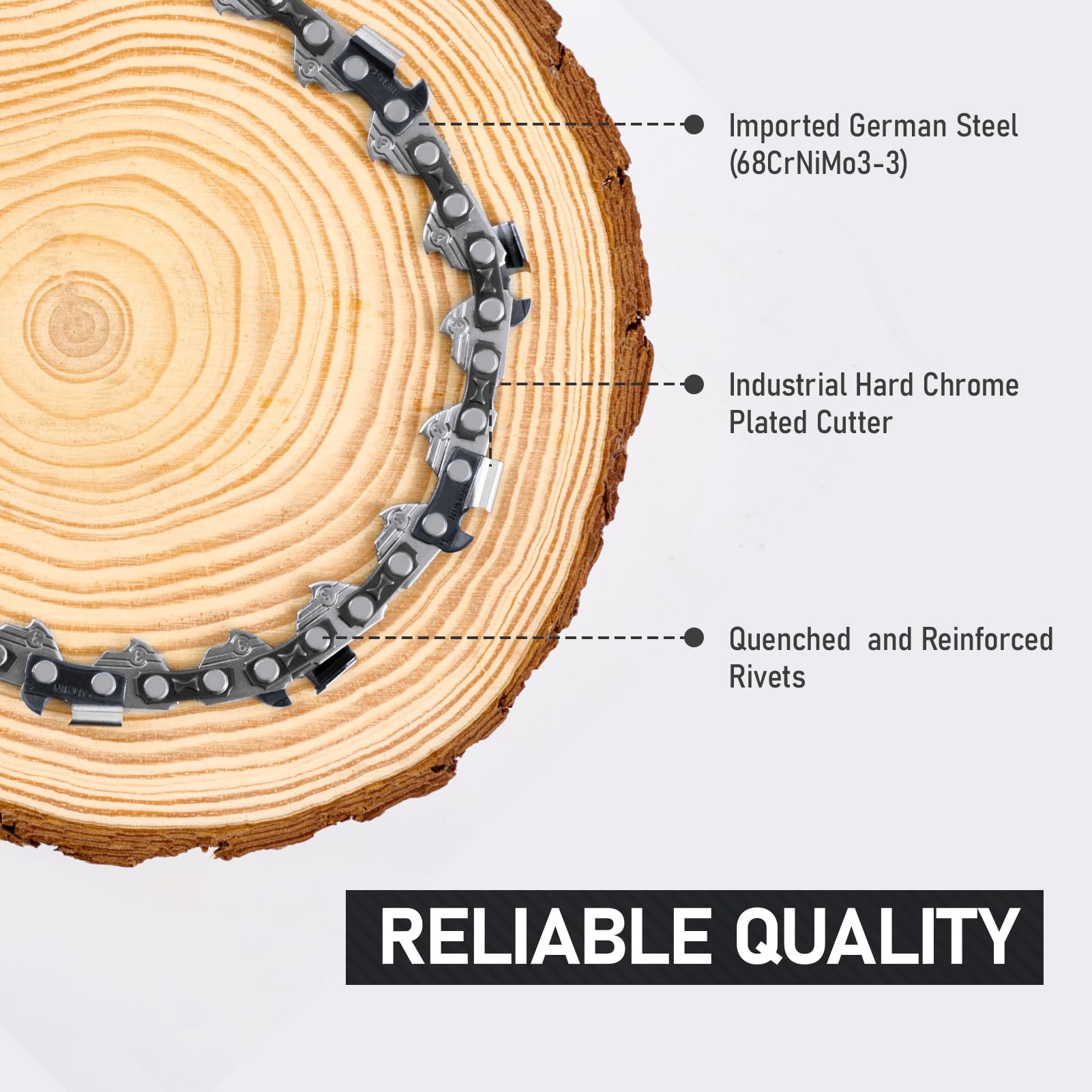 Cutwin chain in use cutting a tree stump with smooth performance