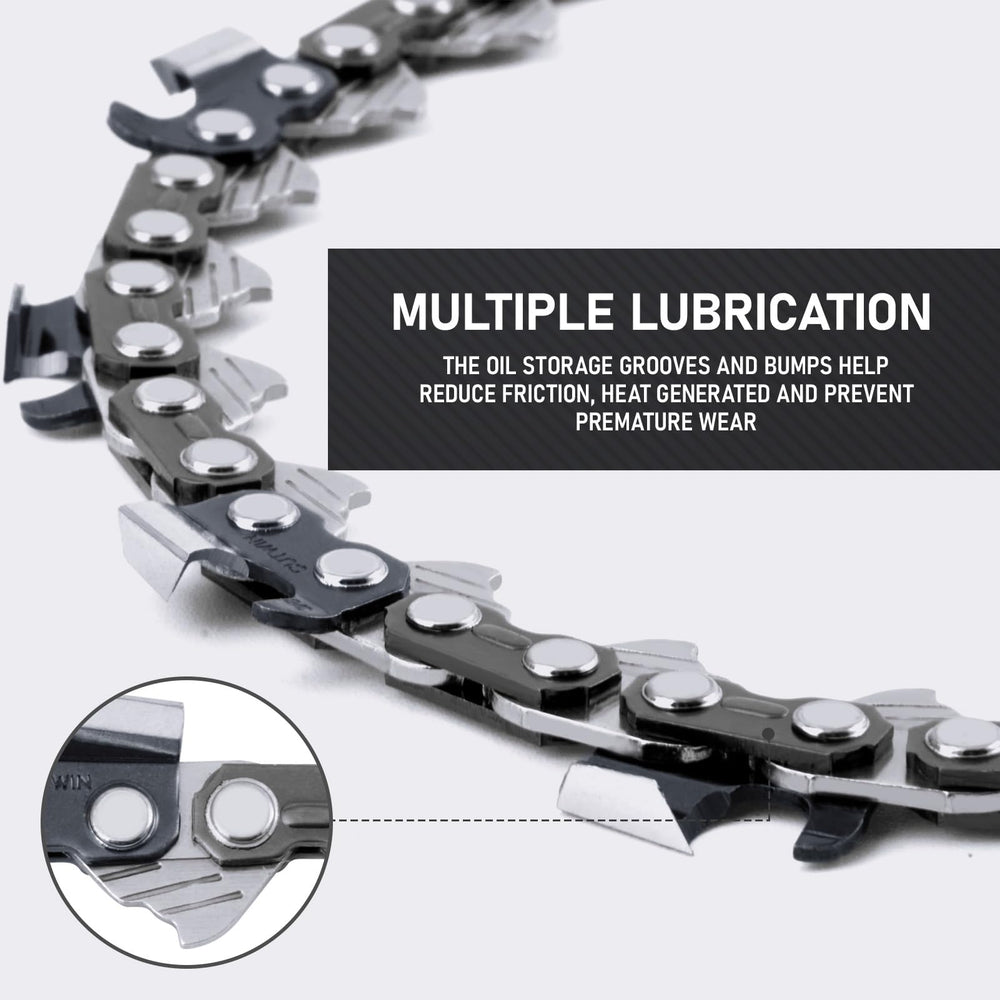 Cutwin chain beside ruler for scale, confirms 20-inch and 72 links