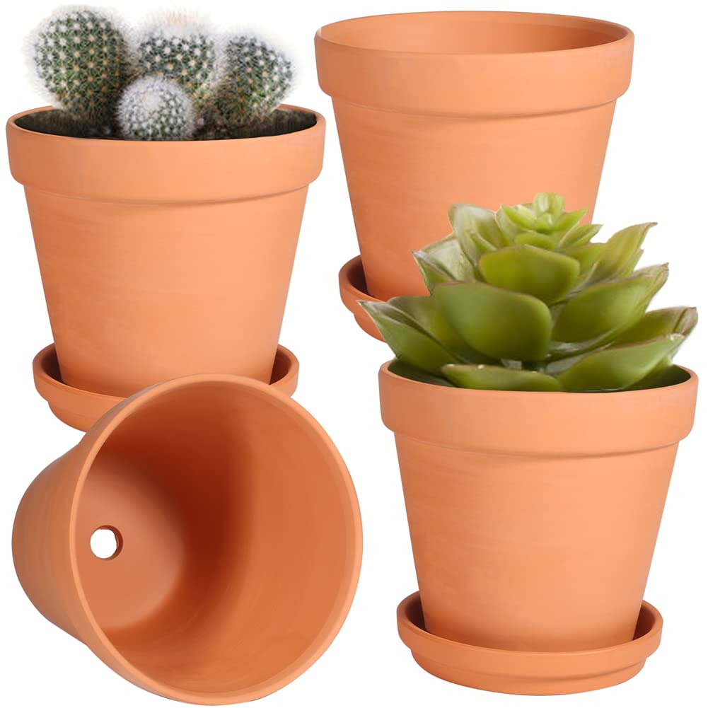 CUZZME front view of eight-pack clay pots showing compact stack and clean design