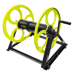 CXCESNS front-mounted reel showing compact wall installation and tidy hose storage