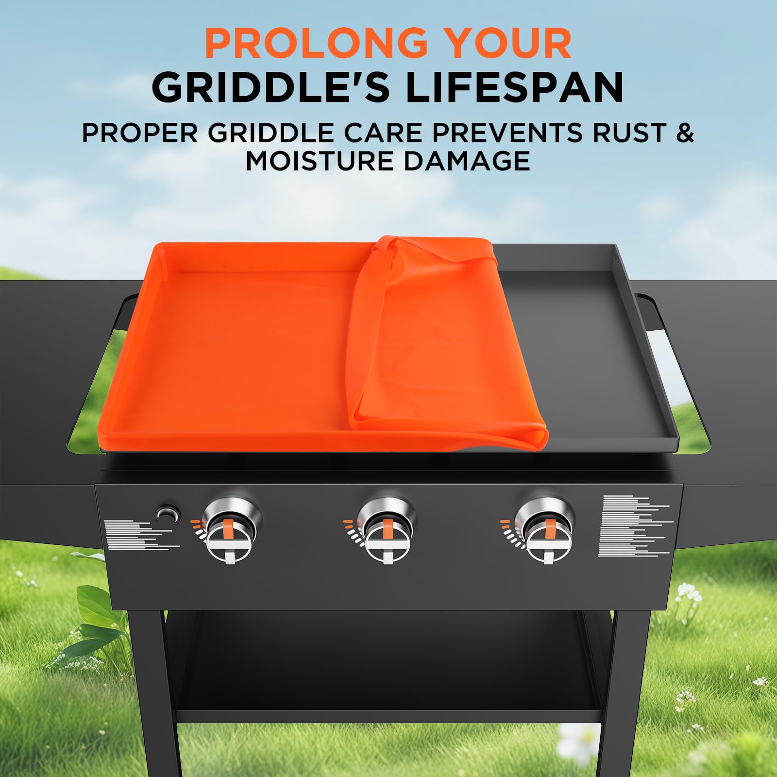 Cxesp outdoor lifestyle next to grill showing all-season protection and neat appearance