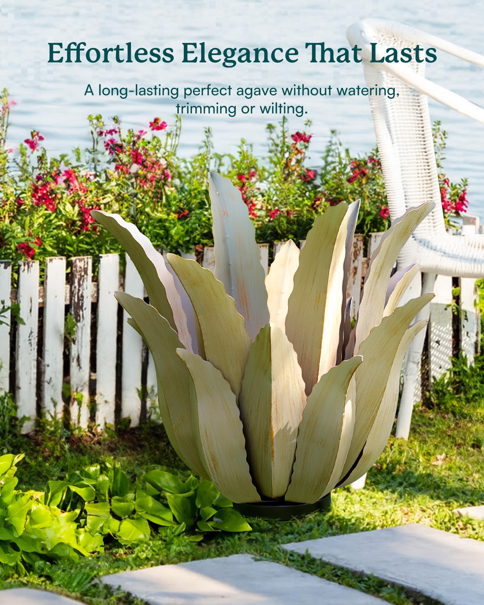 Cyan Oasis hand-painted leaf detail highlighting realistic texture and durable finish