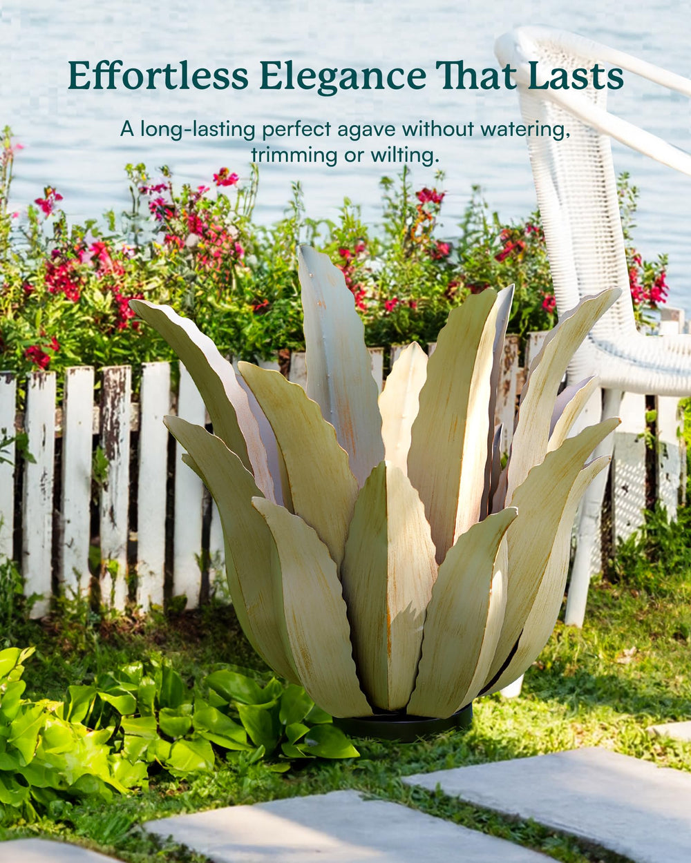 Cyan Oasis hand-painted leaf detail highlighting realistic texture and durable finish