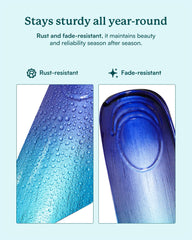 Cyan Oasis assembled spinner next to person illustrating 93 inch height