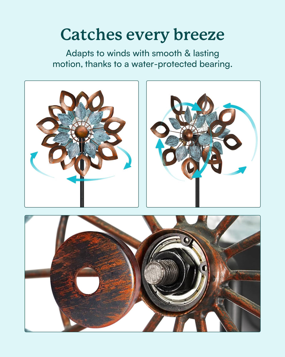 Cyan Oasis copper and teal blade detail showing textured finish benefit