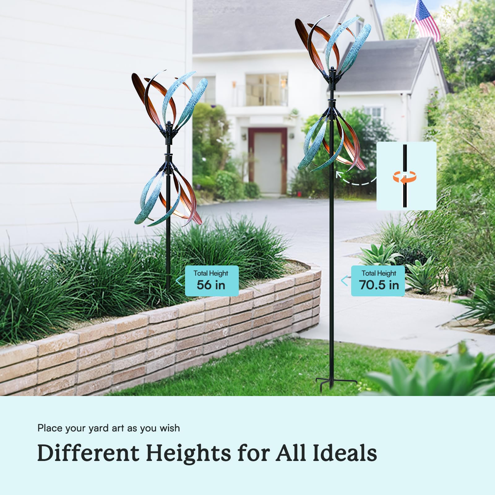 Cyan Oasis installed on patio near plants, adds decorative visual interest