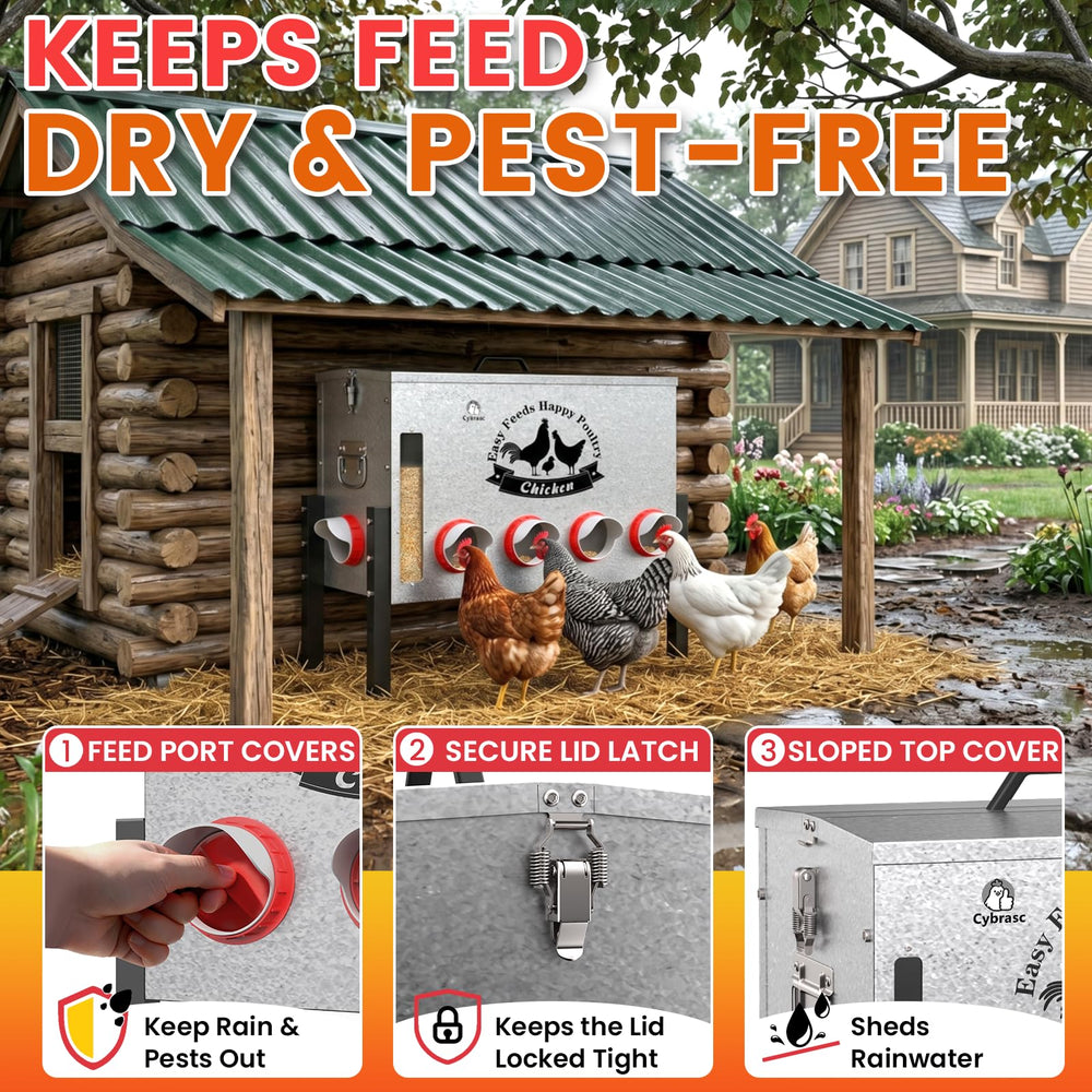 Cybrasc feeder inside a coop with chickens demonstrating practical use