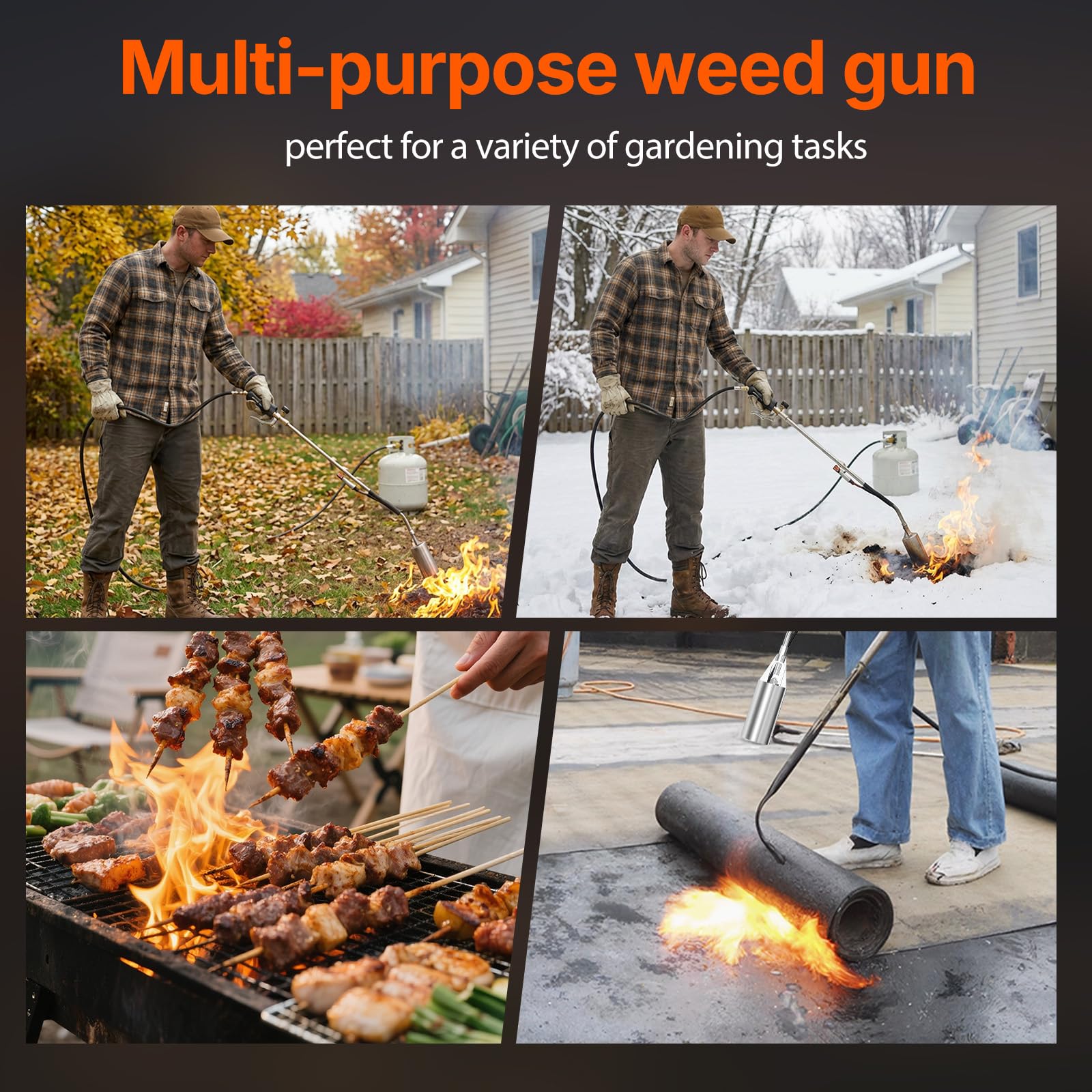 Cybring torch in use on driveway weeds, delivers fast chemical-free results