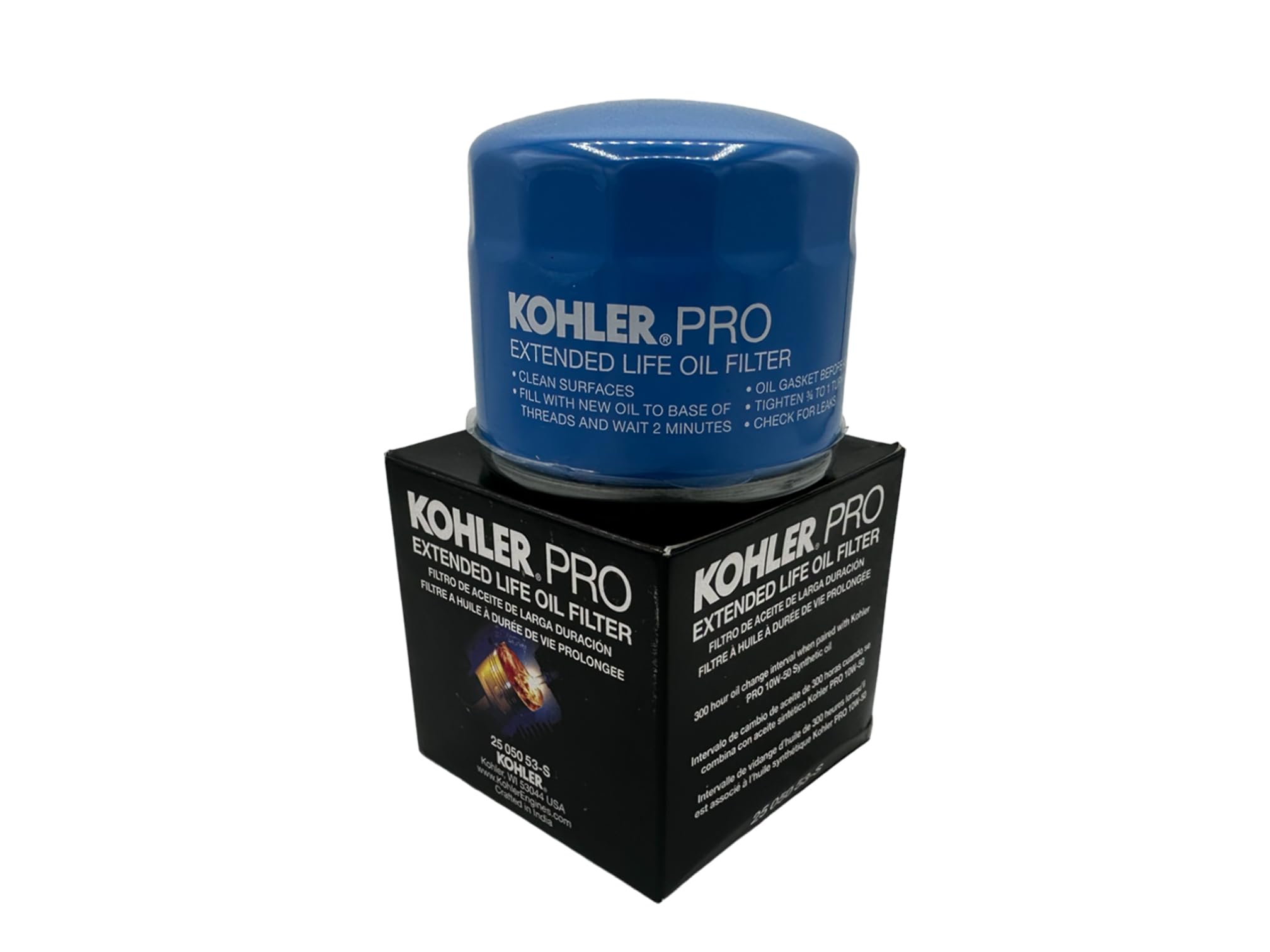 Close‑up of CYCLEMAX Kohler SAE 10W‑50 bottle highlighting synthetic formula protection