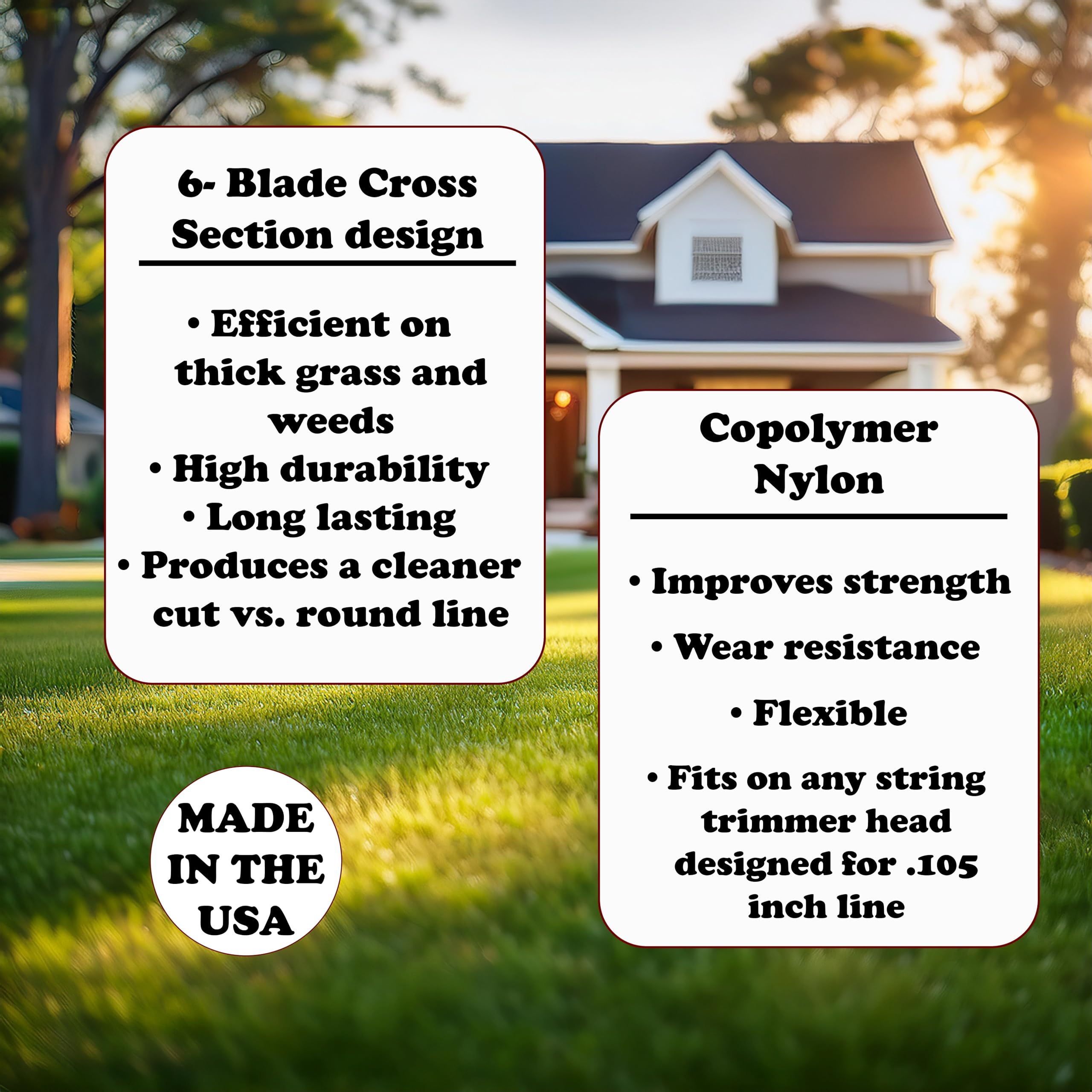 Cyclone label close-up with Made in USA and specs, assures consistent quality